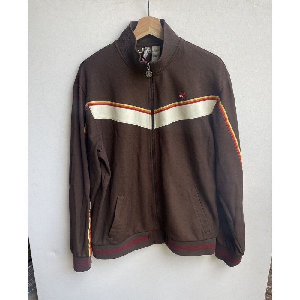 Vintage Retro Quicksilver Mens Full Zip Up Jacket Brown Size Large
